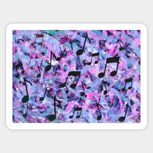 Wild Pink and Purple Watercolor Music Note Silhouettes Sticker